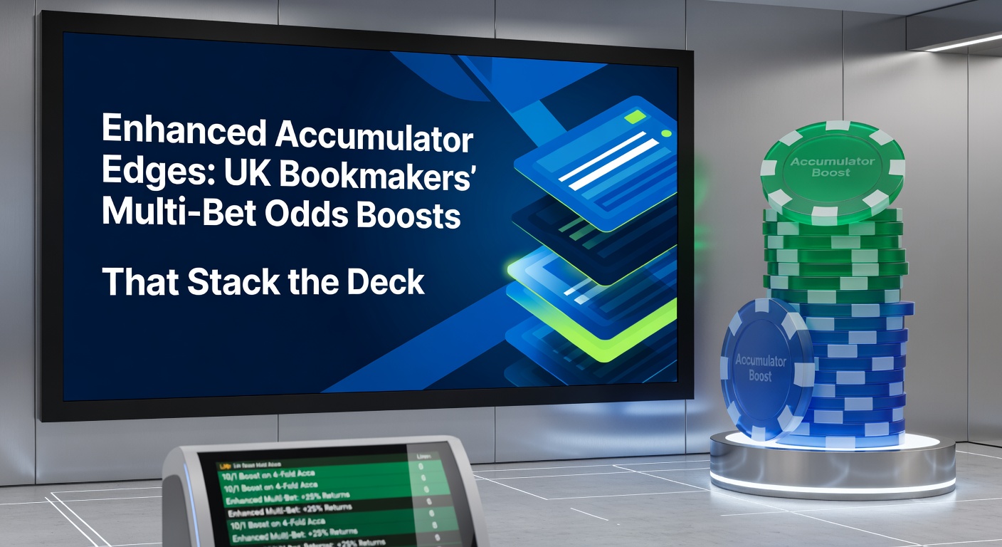 Screenshot of a UK bookmaker's accumulator boost offer page, displaying tiered percentage increases for multi-leg bets on football and racing