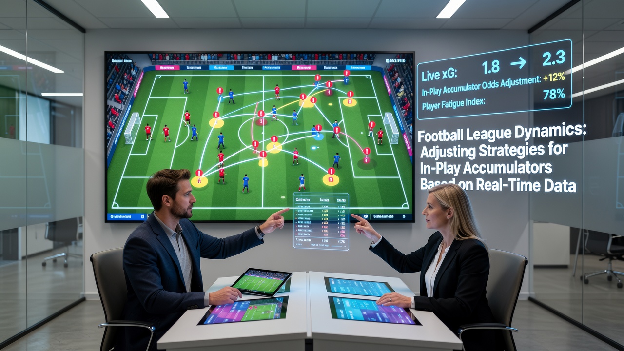 Real-time football data analysis dashboard showing live match statistics and accumulator updates