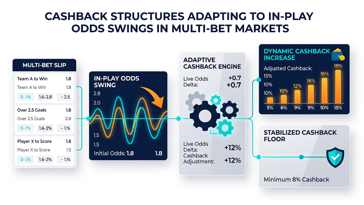 Chart depicting odds swing patterns and corresponding cashback adjustments in accumulator betting