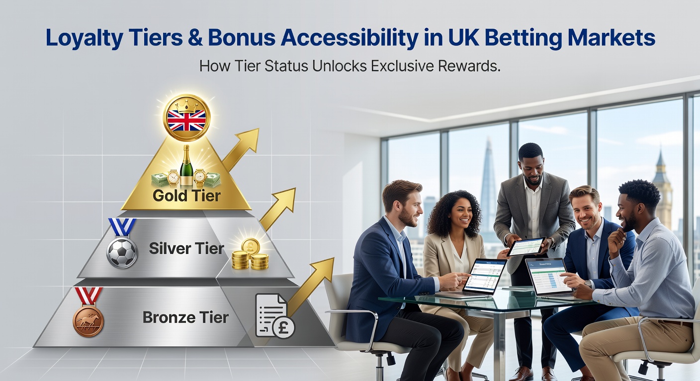 British bettors reviewing loyalty tier benefits on a bookmaker app during an evening session
