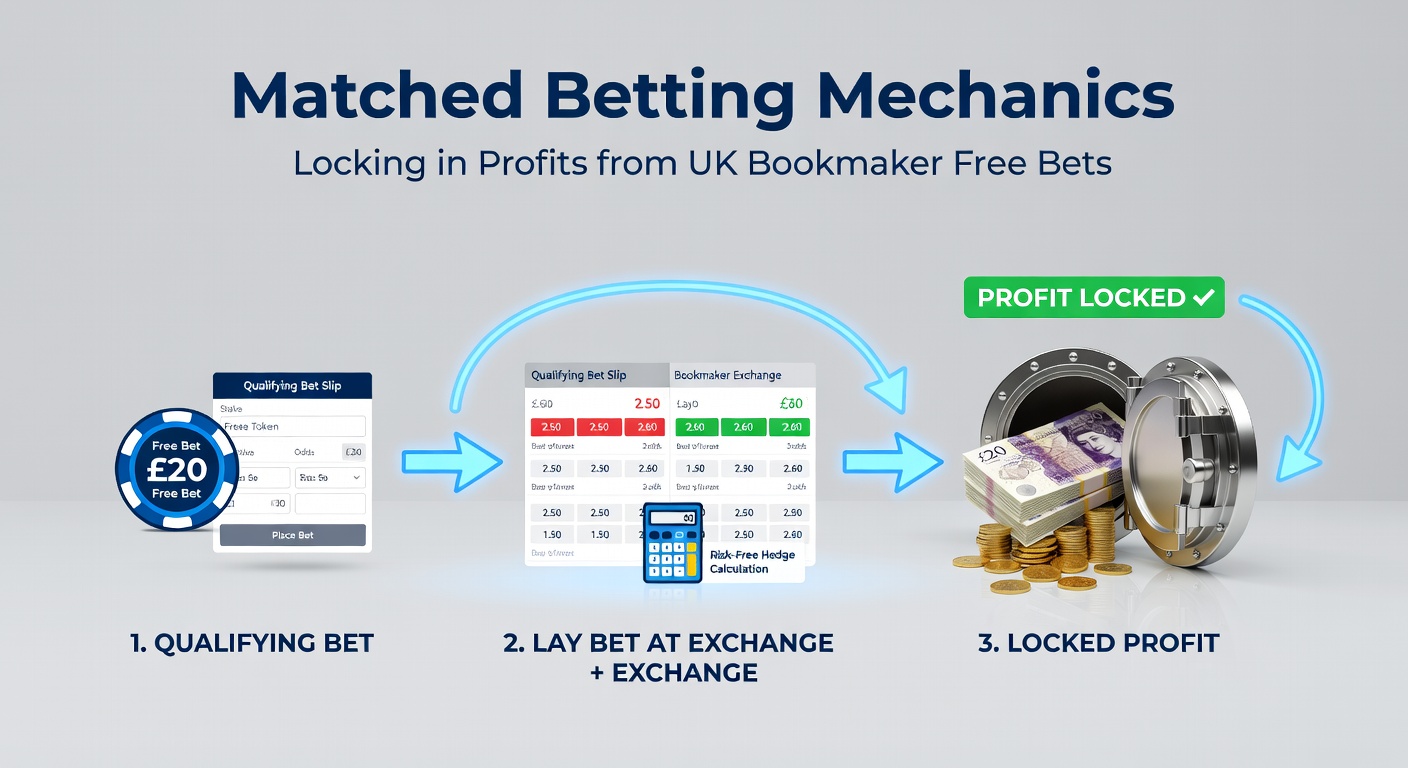 Diagram illustrating back and lay bets in matched betting, showing opposing sides of a wager on a betting exchange