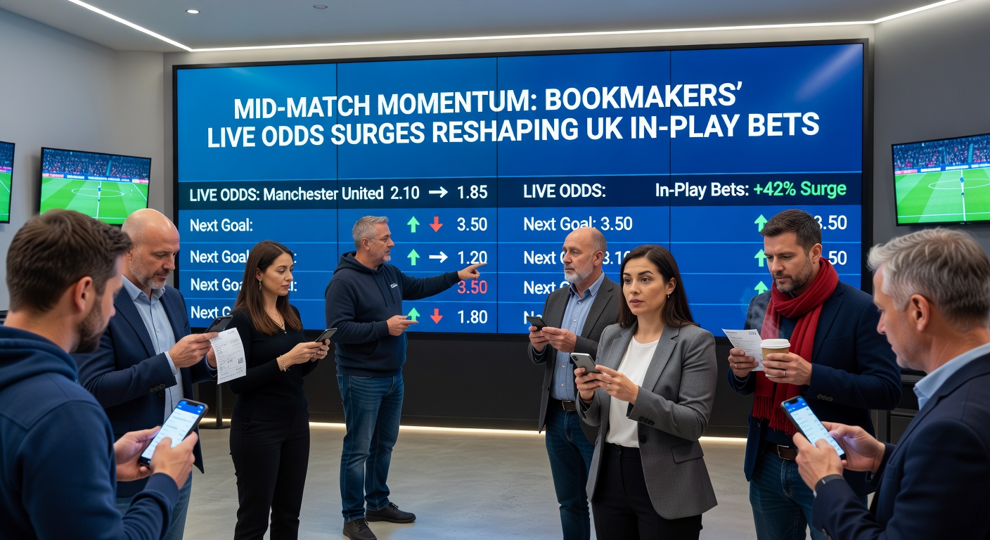 Screenshot of a bookmaker's live betting interface during a momentum surge, displaying odds shifting from 3/1 to 8/1 on an underdog team mid-game