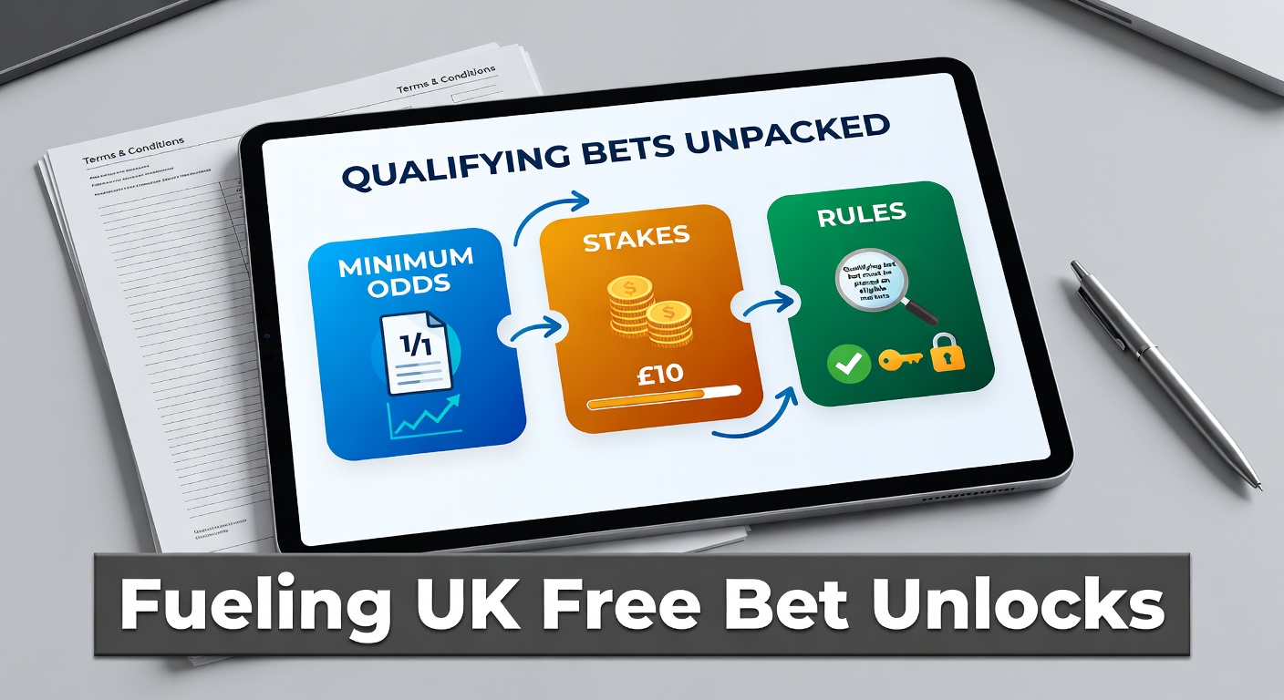Graphic illustrating a bet slip with highlighted minimum odds and stake requirements for unlocking free bets