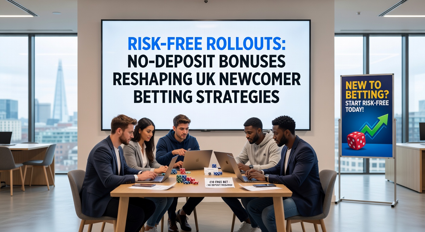 Graphic showing a new bettor accessing a no-deposit bonus offer on a mobile betting app, highlighting risk-free entry into UK sportsbooks