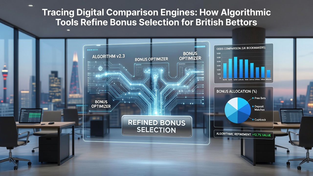 Digital interface showing algorithmic comparison of betting bonuses across multiple UK bookmaker platforms